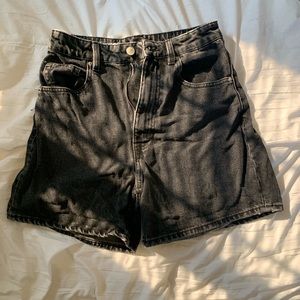 Black denim biker shorts